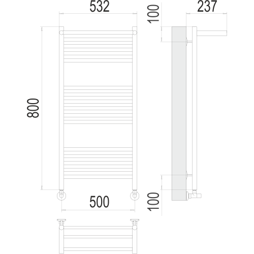 Полотенцесушитель Terminus «Аврора с/п» П16 500х800 Хром