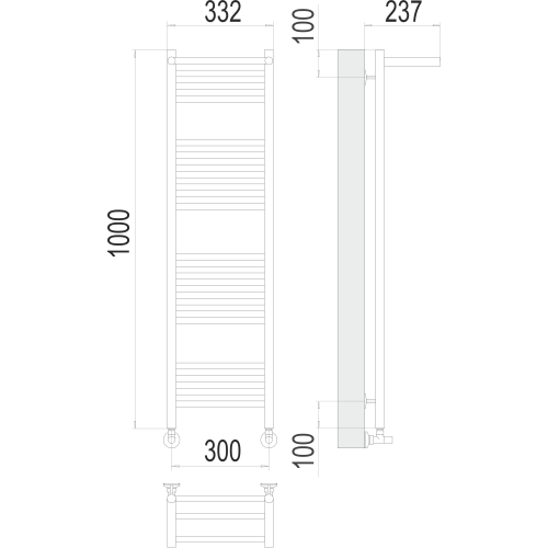 Полотенцесушитель Terminus «Аврора с/п» П20 300х1000 Хром