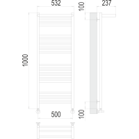 Полотенцесушитель Terminus «Аврора с/п» П20 500х1000 Белый