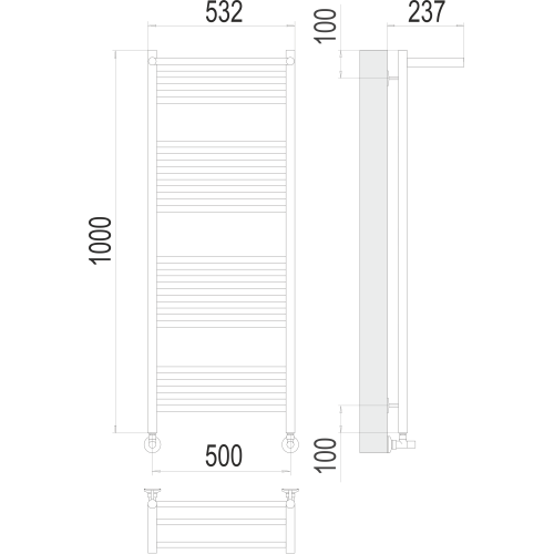 Полотенцесушитель Terminus «Аврора с/п» П20 500х1000 Белый