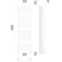 Полотенцесушитель Terminus «Аврора» П20 300х1000 Медь Матовая PVD