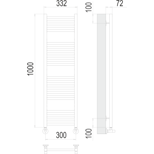 Полотенцесушитель Terminus «Аврора» П20 300х1000 Оружейная Сталь Матовая PVD