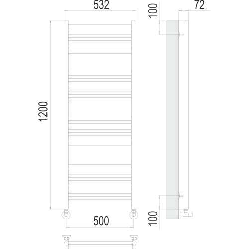 Полотенцесушитель Terminus «Аврора» П22 500х1200 Латунь Матовая PVD