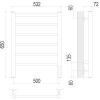 Полотенцесушитель Terminus Аврора П6 500х650 электро Хром