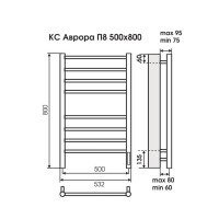 Полотенцесушитель Terminus «Аврора» П8 500х800 электро КС белый матовый (new встроен диммер)
