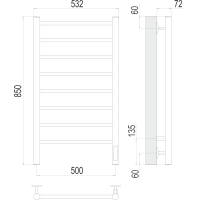 Полотенцесушитель Terminus Аврора П8 500х850 электро Хром