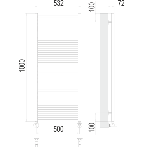Полотенцесушитель Terminus «Аврора» П20 500х1000 Матовое Золото PVD