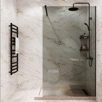 Душевая перегородка типа walk-in свободный вход 1000х2000 тонированное стекло / профиль черный