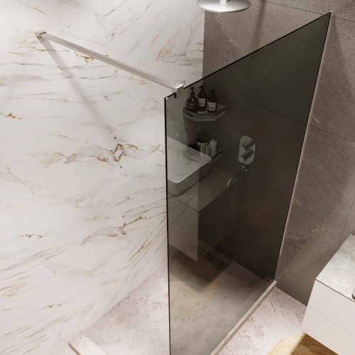 Душевая перегородка типа walk-in свободный вход 1000х2000 тонированное стекло / профиль хром 