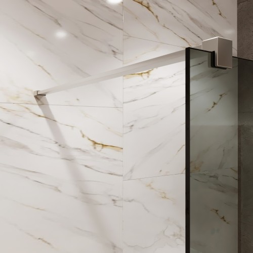 Душевая перегородка типа walk-in свободный вход 1000х2000 тонированное стекло / профиль хром 