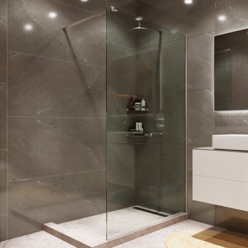 Душевая перегородка типа walk-in (свободный вход) 1200х2000 прозрачное стекло / профиль хром 