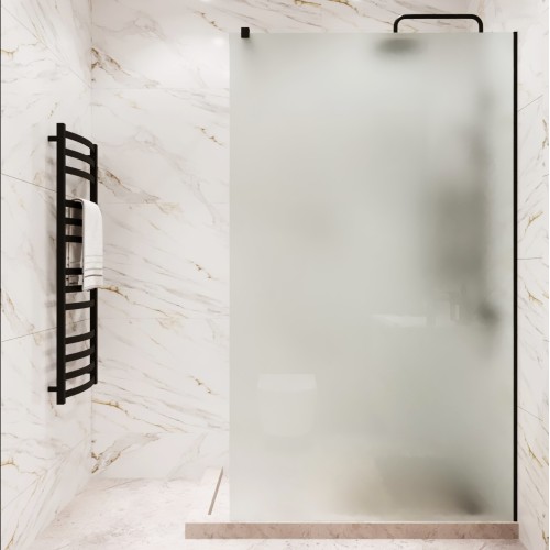 Душевая перегородка типа walk-in свободный вход 1200х2000 матовое стекло / профиль черный 