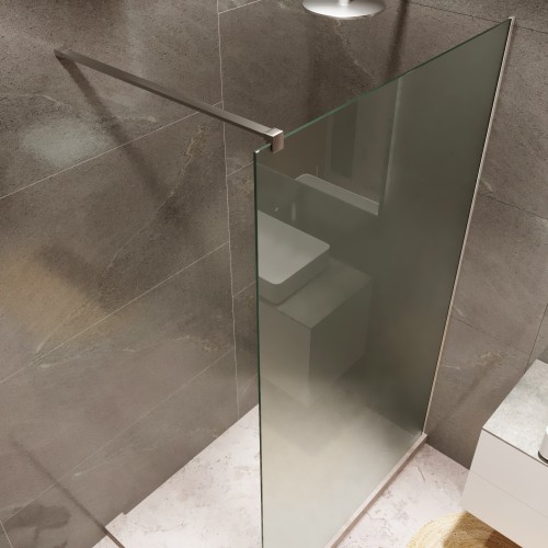 Душевая перегородка типа walk-in свободный вход 1200х2000 матовое стекло / профиль хром 