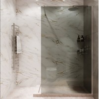 Душевая перегородка типа walk-in свободный вход 900х2000 тонированное стекло / профиль хром