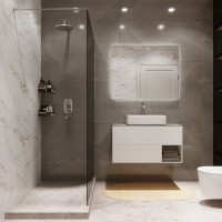 Душевая перегородка типа walk-in свободный вход 900х2000 тонированное стекло / профиль хром