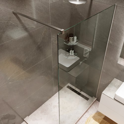 Душевая перегородка типа walk-in свободный вход 1000х2000 прозрачное стекло / профиль хром 