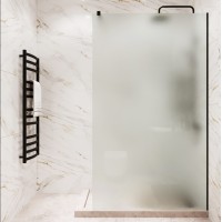 Душевая перегородка типа walk-in свободный вход 1000х2000 матовое стекло / профиль черный