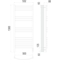 Полотенцесушитель Terminus Классик П15 500х1300 электро Хром
