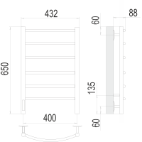 Полотенцесушитель Terminus Классик П6 400х650 левый электро Хром