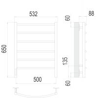 Полотенцесушитель Terminus Классик П6 500х650 левый электро Хром