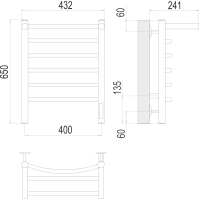 Полотенцесушитель Terminus Классик с/п П6 400х650 электро Сатин