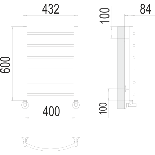 Полотенцесушитель Terminus «Классик» П6 400х600 Оружейная Сталь Покраска