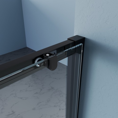 Душевое ограждение в нишу раздвижное BEN_902_BL_C_1950x1200 черный профиль/прозрачное стекло