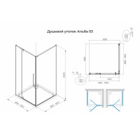 Душевой уголок распашной Terminus Альба 03 900х900х2200 квадрат чёрный