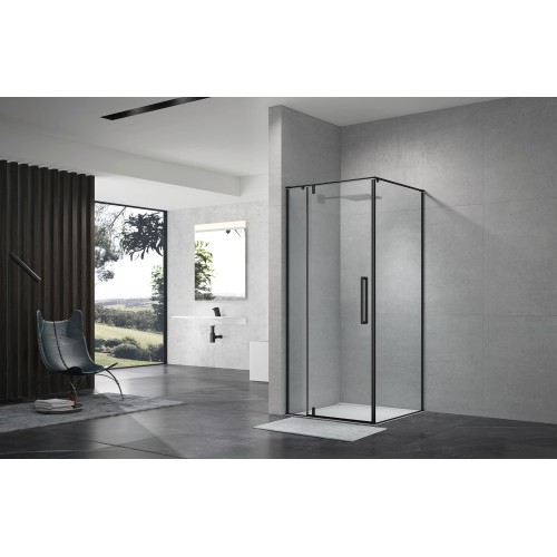 Душевой уголок распашной Terminus Альба 03 900х900х2200 квадрат чёрный