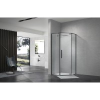 Душевой уголок распашной Terminus Альба 04 1000х1000х2200 трапеция чёрный