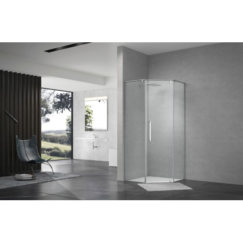 Душевой уголок распашной Terminus Альба 04 1000х1000х2200 трапеция хром