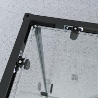 Душевой уголок с двумя раздвижными дверьми BEN_901_BL_C_1950x900x900 черный профиль/прозрачное стекло