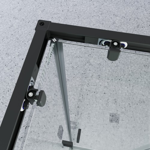 Душевой уголок с двумя раздвижными дверьми BEN_901_BL_C_1950x800x800 черный профиль/прозрачное стекло