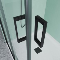 Душевой уголок с двумя раздвижными дверьми BEN_901_BL_C_1950x900x900 черный профиль/прозрачное стекло