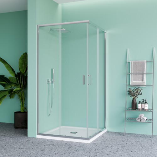 Душевой уголок с двумя раздвижными дверьми BEN_901_SL_C_1950x800x800 хромированый профиль/прозрачное стекло