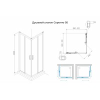 Душевой уголок слайдер Terminus Соренто 05 900х900х2000 квадрат чёрный