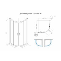 Душевой уголок слайдер Terminus Соренто 06 1000х1000х2000 четверть круга хром