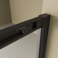 Душевой уголок с одной раздвижной дверью BEN_903_BL_C_1950x1200x800 черный профиль/прозрачное стекло