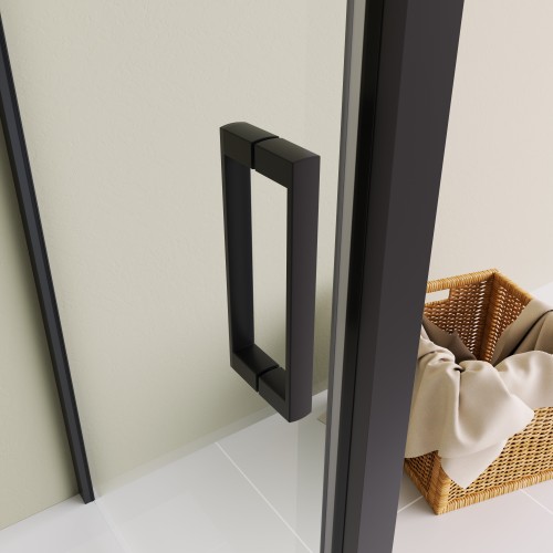 Душевой уголок с одной раздвижной дверью BEN_903_BL_C_1950x1200x800 черный профиль/прозрачное стекло