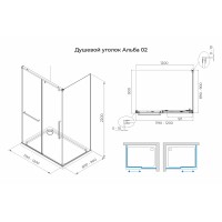Душевой уголок слайдер Terminus Альба 02 900х1200х2200 прямоугольник хром