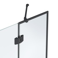 Шторка стеклянная для ванны (складная) черная 1400х900 (450/450)