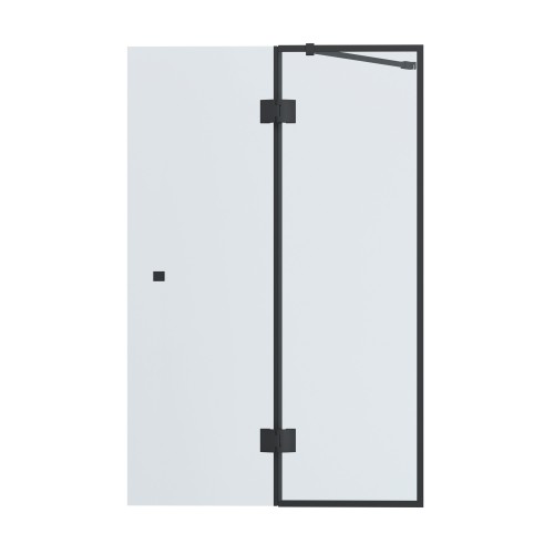 Шторка стеклянная для ванны (складная) черная 1400х900 (450/450)