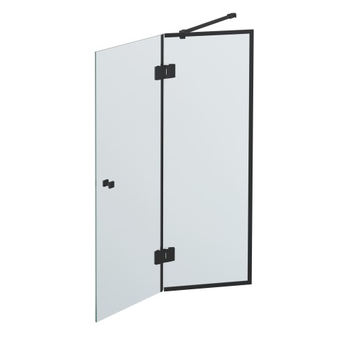 Шторка стеклянная для ванны (складная) черная 1400х900 (450/450)