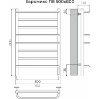 Полотенцесушитель Terminus Евромикс П8 500х800 электро  КС 9003 матовый