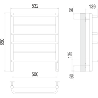 Полотенцесушитель Terminus Евромикс П6 500х650 электро Хром
