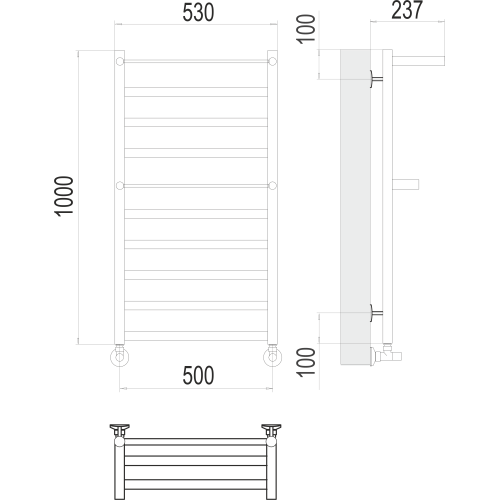 Полотенцесушитель Terminus «Хендрикс» П10 500х1000 Хром