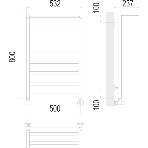 Полотенцесушитель Terminus «Хендрикс» П8 500х800 Хром