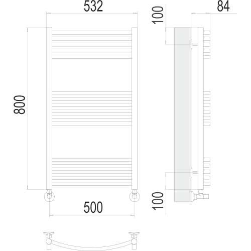 Полотенцесушитель Terminus «Классик» П16 500х800 Хром