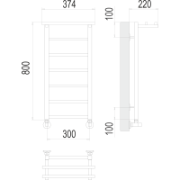 Полотенцесушитель Terminus «Контур с/п» П7 300х800 Черный