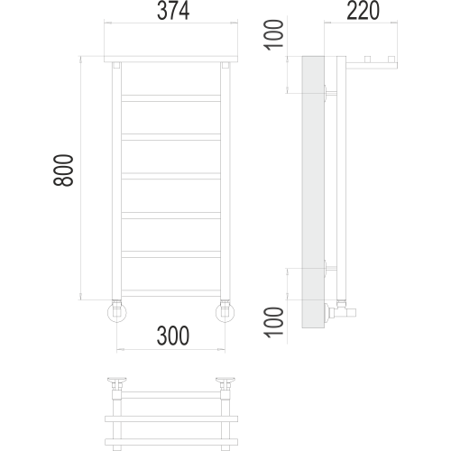 Полотенцесушитель Terminus «Контур с/п» П7 300х800 Белый